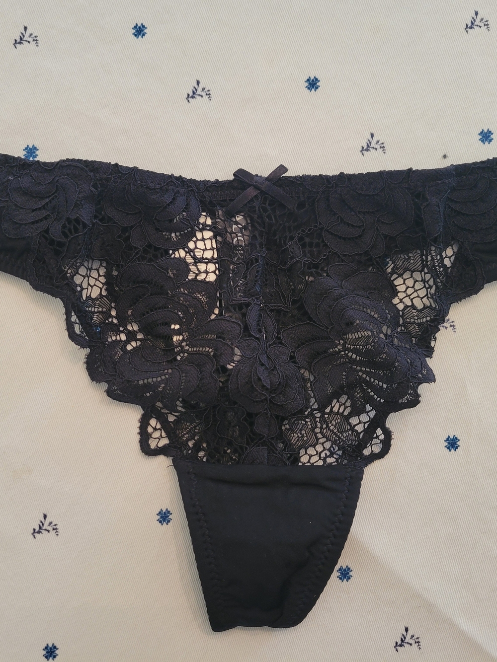 Adore Me Black Lace Thong Panty size Small NWT